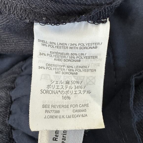 J Crew Easy Pants Womens Size 4 Navy Stretch Linen Trousers Ankle Preppy Comfort - Picture 9 of 11